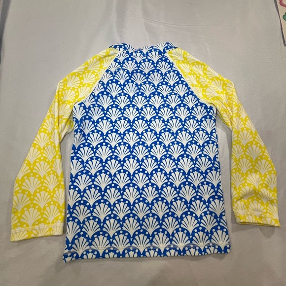 NWT Boden Girls 5-6 Years Blue and Yellow Hotchpotch Long Sleeve Swim Rash Guard - Picture 2 of 6